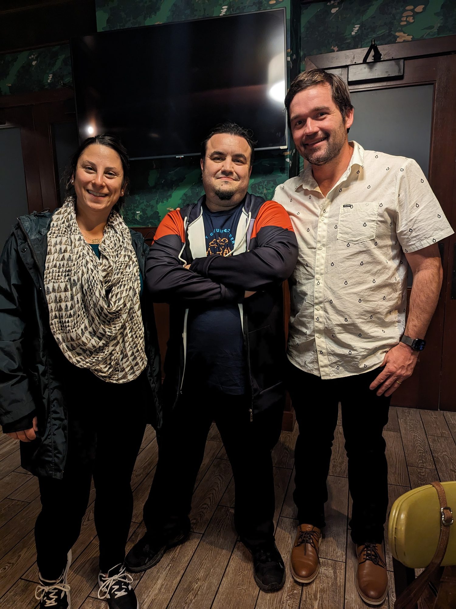 Allen standing between Amanda and Jon of Proof Bread